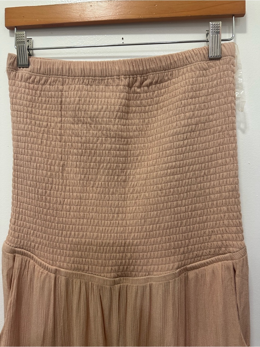Venus Strapless Smocked Gauze Wide Leg Jumpsuit Sz M - Picture 6 of 10